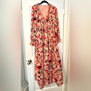 Floral Ruffled Romantic Maxi Dress Size Large